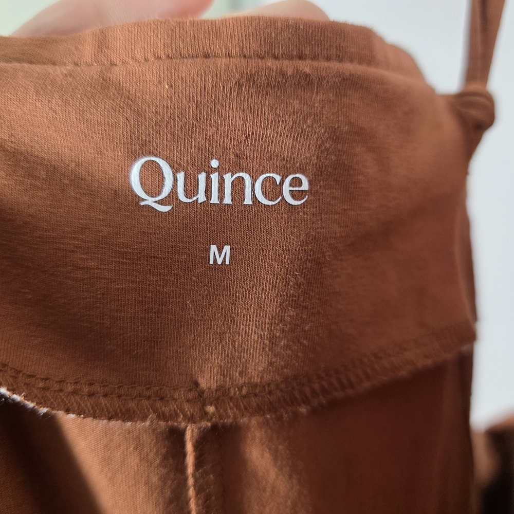 Quince Maternity Jumpsuit Medium Rust Brown Organic Cotton Stretch Overalls - Picture 5 of 6